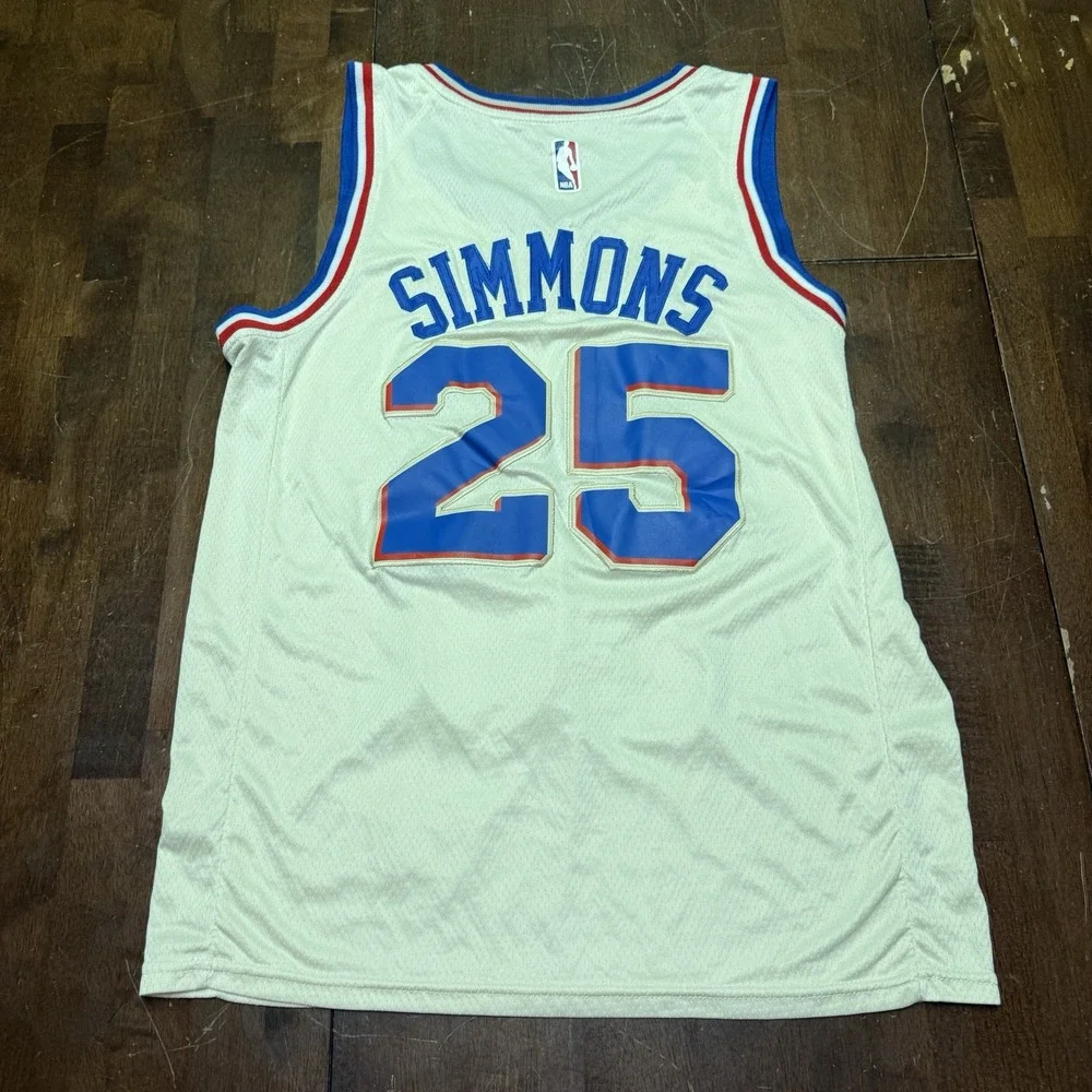 Nike Aeroswift NBA Phila 76ers Swingman Simmons Off White Nike Jersey #25‎ Sz 44